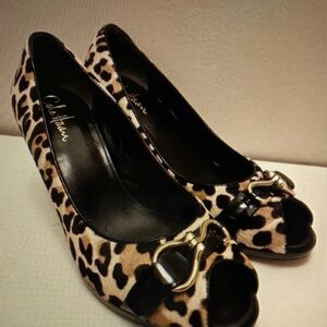 Cole Haan Leopard Print Peep Toe Heels